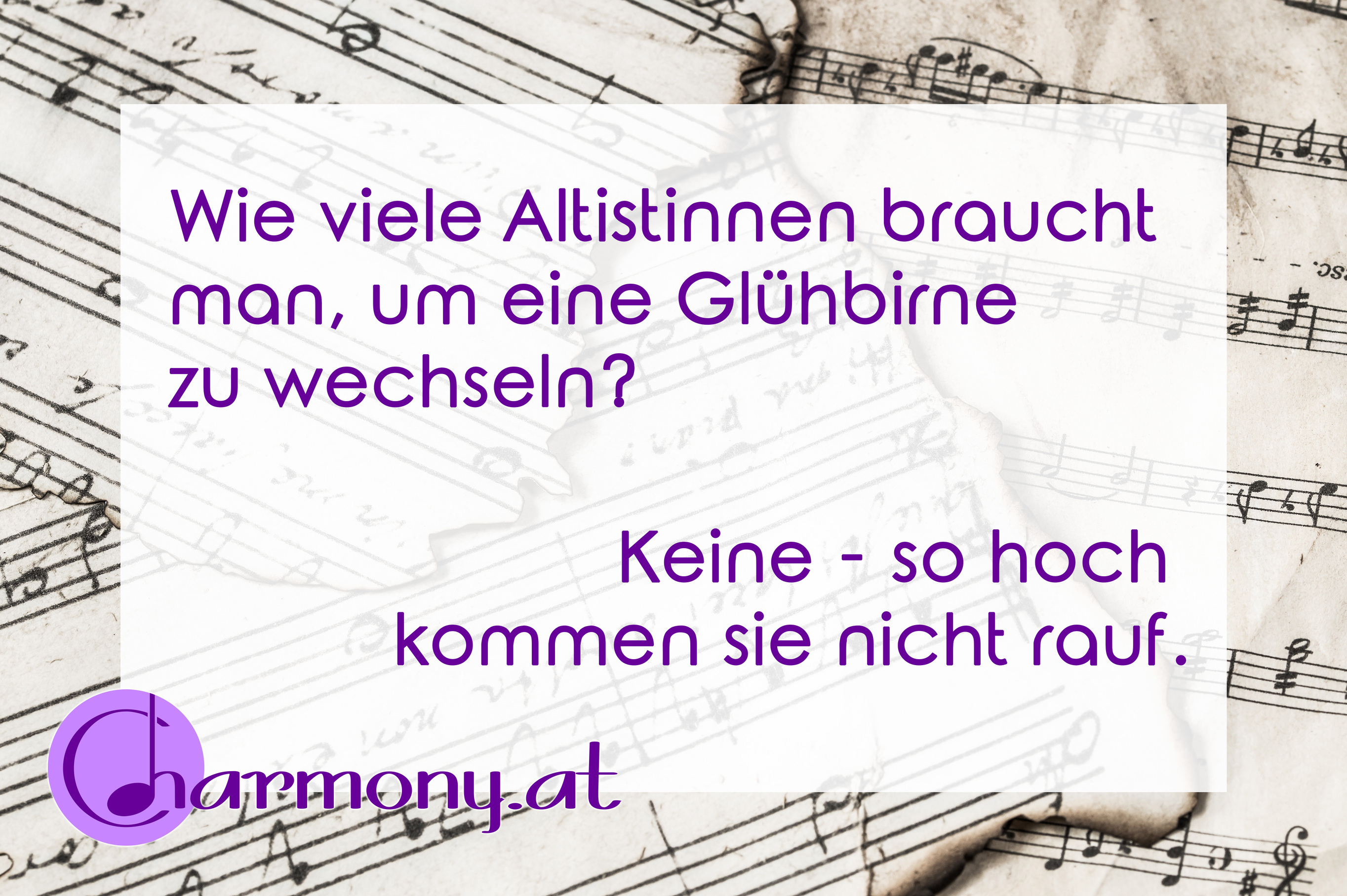 Chorwitz: Wie viele Altistinnen braucht man, um eine Glühbirne zu wechseln? Keine, so hoch kommen sie nicht rauf.