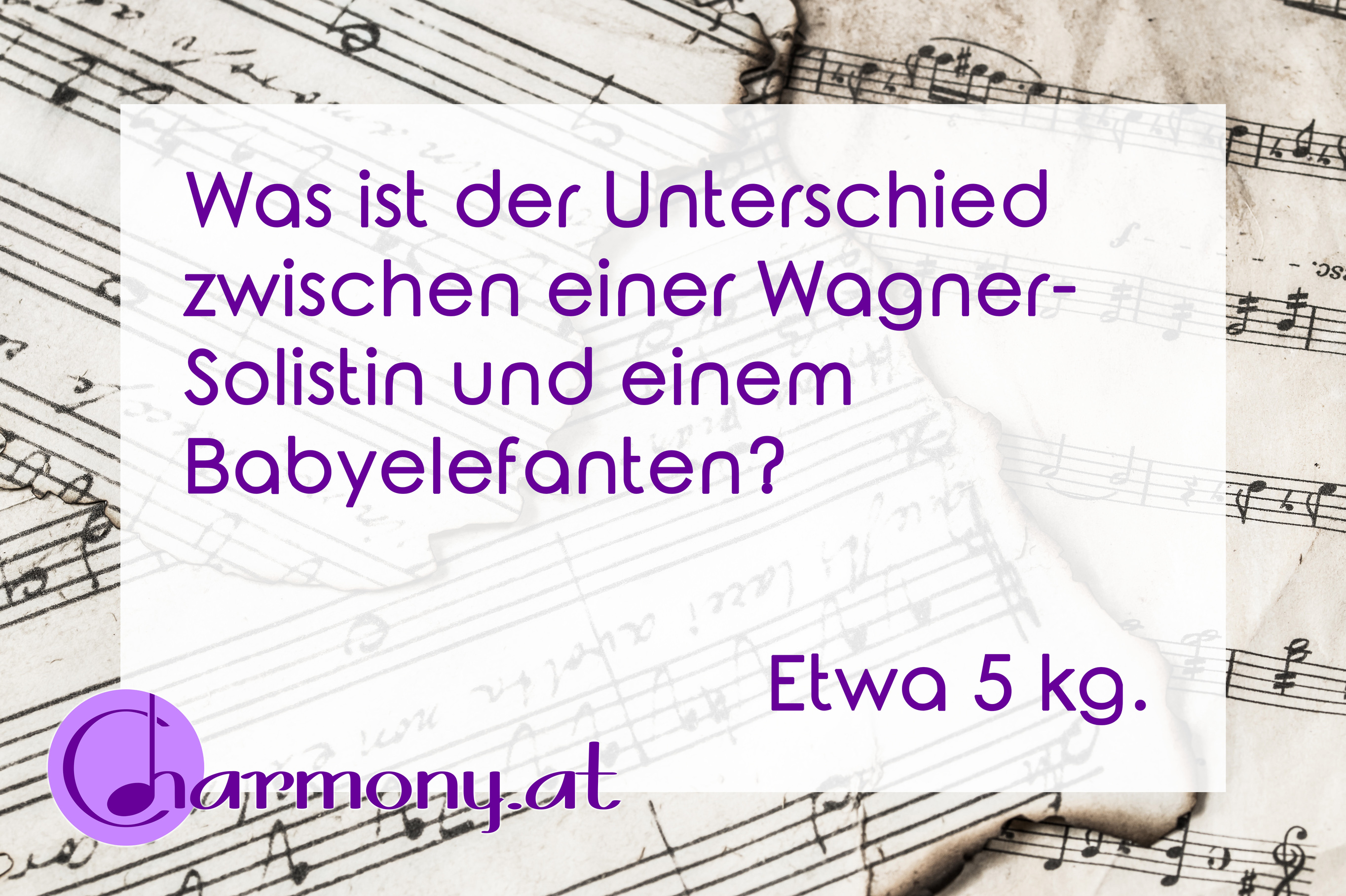 Chorwitz: Was ist der Unterschied zwischen einer Wagner-Solistin und einem Babyelefanten? Etwa 5 kg.